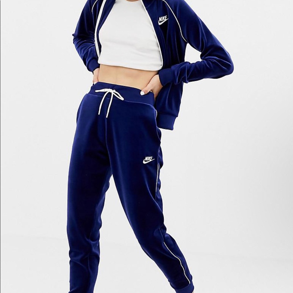 Blue Nike velour two piece sweatsuit